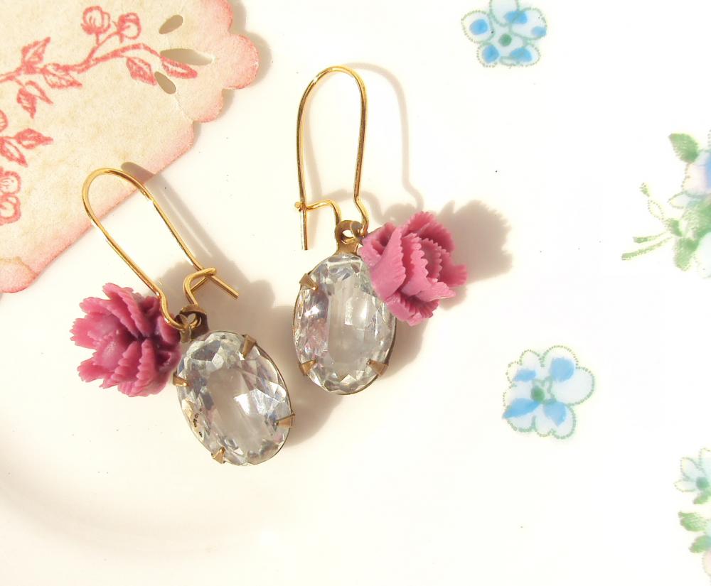 Gypsy Rose - Vintage Crystal Jewel Earrings