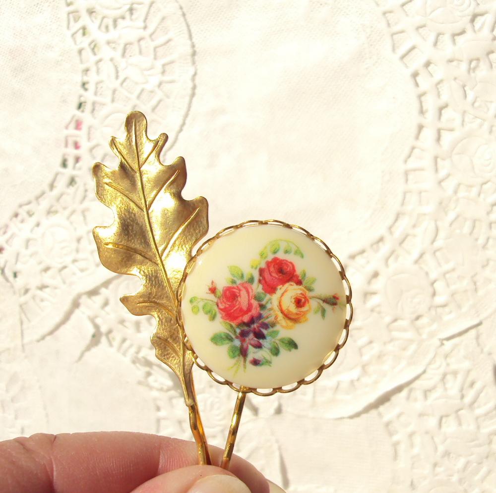 Woodland Beauty - Oak Leaf Flower Bobby Pin Set