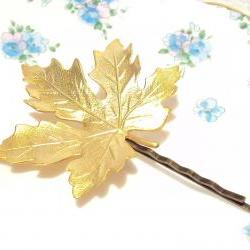 Large Gold Leaf Hair Pin - Bobby Pin - Woodland